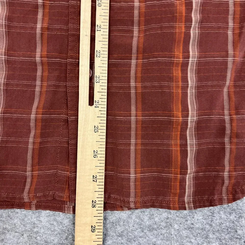 The North Face Shirt Mens M Red Brown Plaid Button Up Casual Pocket Outdoors